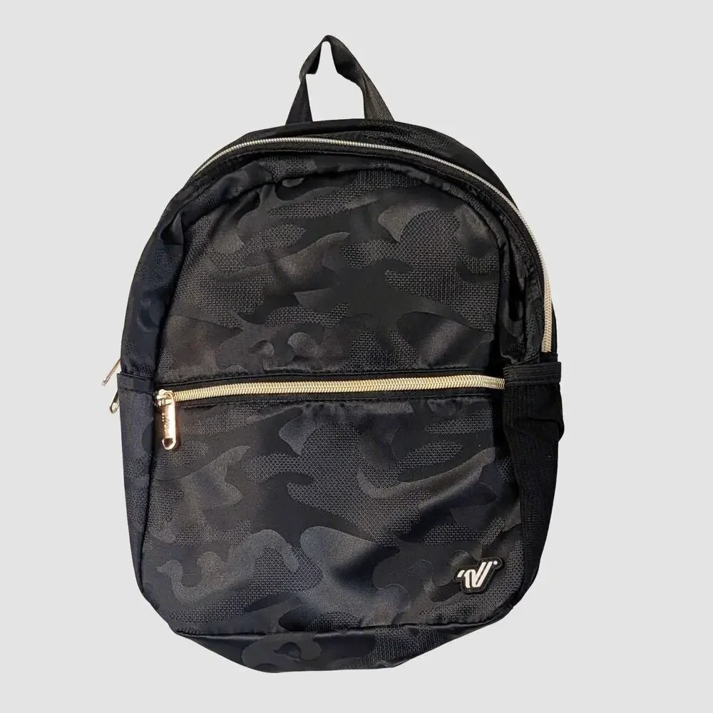 NEW Varsity Spirit Mini Backpack Black Camo Gold Zip Travel Bag